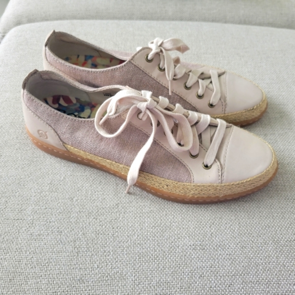 Born Corfield Natural Cream Canvas Leather Shoes Women's US 8.5 NWOT - Picture 3 of 10